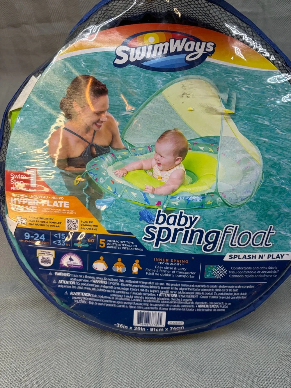 NWT Swimways baby spring float, swim step one splash and play multicolor